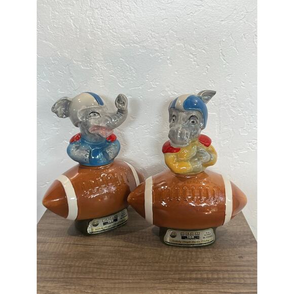 intage Jim Beam Football Decanter Bottles Elephant Donkey Set Empty ~ 1972 - Picture 12 of 12